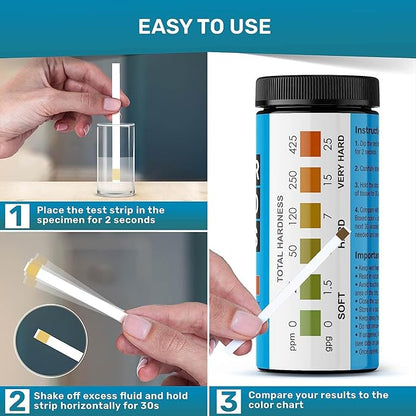 Water Hardness Test Kit - Quick and Accurate Water Hardness Test Strips - Hard Water Test Kit with eBook - Ultimate Test Kit for Water Hardness - 150 Water Softener Test Strips by JNW Direct