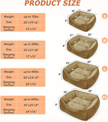 MIXJOY Large Dog Bed for Large Medium Small Dogs, Rectangle Washable Orthopedic Dog Bed, Soft Calming Sleeping Puppy Bed Durable Pet Cuddler with Anti-Slip Bottom L(30"x24"x9")
