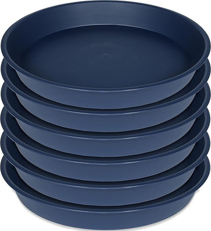 2 Pack of 8 inch Plant Saucer Clear, Heavy Duty Plastic Plant Water Tray 8 inch Round, Flower Plant Saucers for Indoors No Holes, Plant Dishes Saucer for Planter 7"/8" (8", Blue)