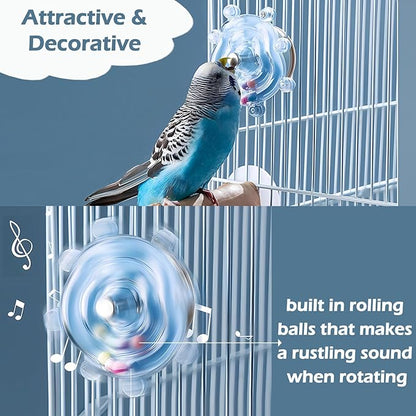 Bird Toys for Parakeets, Colorful Parakeet Toys Wheel, Interactive Spinner Rattle Parrot Toy, Cockatiel Toy for Bird Cage, Chewing Exercise for Conure, Budgies Enrichment Toys (2pcs, Rondom Color)