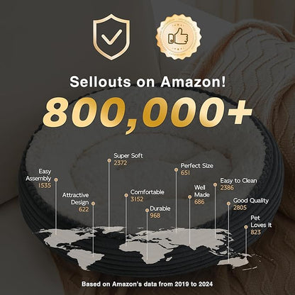 Love's cabin Round Donut Cat and Dog Cushion Bed, 25in Pet Bed for Small or Medium Dogs, Anti-Slip & Water-Resistant Bottom, Soft Durable Fabric Pet Beds, Washable Calming Cat Bed Apple Green Stripe