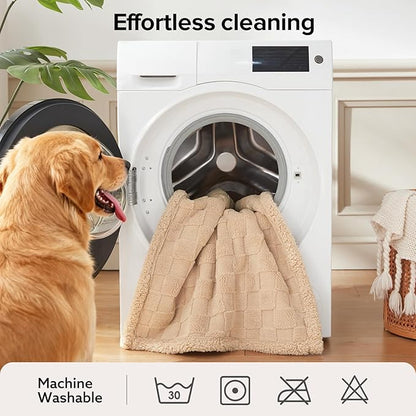 GASUR Waterproof Dog Blankets for Large Medium Dogs, Dog Blanket for Couch Bed, Fleece Pet Blanket for Furniture Sofa Protector, Soft Pet Throw Blankets for Crate Car Outdoor, Washable, 40"x50", Beige