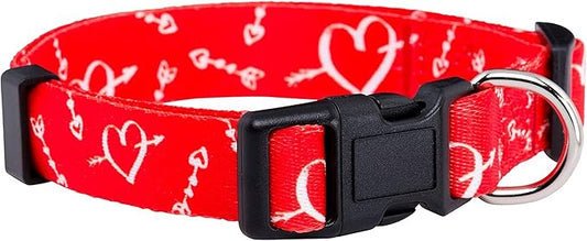 Native Pup Valentine’s Dog Collar- Valentines Day Pet Collars- Valentine Girly Hearts- Pink Red Heart- Cute Boy Girl Puppy Gift- Adjustable for Small, Medium, Large Breeds (Cupid's Arrows, Medium)
