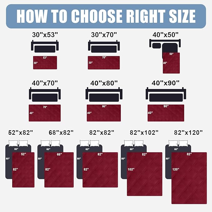 Smiry Waterproof Dog Bed Cover Blanket 40x80, Soft Reversible Pet Blanket, Washable Leakproof Cats Dogs Couch Cover for Sofa, Couch, Furniture, Wine Red/Wine Red