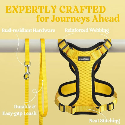 rabbitgoo Cat Harness and Leash for Walking, Escape Proof Soft Adjustable Vest Harnesses for Cats, Easy Control Breathable Reflective Strips Jacket, Yellow, XXS