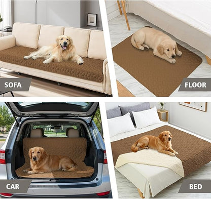Ameritex Waterproof Pet Bed Cover Anti-Slip Dog Bed Blanket for Sofa and Furniture Waterproof New Pattern Design (Camel, 82x102 Inch (Pack of 1))