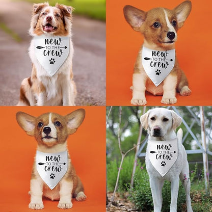 New to The Crew Dog Bandana New Puppy Announcement Gift for New Owners Puppy Bandana Dog Owner Gifts Triangle Bibs Scarf Accessories for Small Medium Dogs Pets