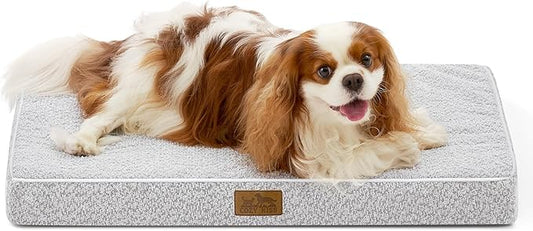 Dog Crate Bed for Small Size Dogs, Rectangular Orthopedic Cat Beds, Foam Anti-Slip Bottom Pet Mat with Washable Removable Cover, Suitable for Pet Up to 30 lbs, 24x16x3 inch, Grey