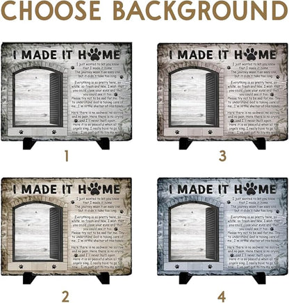 Personalized Polychromatic Rock Plaque: 'I Made It Home' - Memorial Stone Gifts for Loss of Your Beloved Pet, Sentimental Dog and Cat Grave Markers in Our Hearts, House Decoration