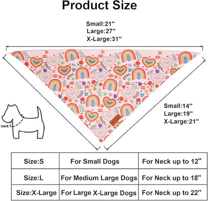 PTDECOR Rainbow Dog Bandanas Pride Day Dog Scarf Reversible Triangle LGBT+ Rainbow Bandanas for Medium Large Dogs Pets (Pride, Large)