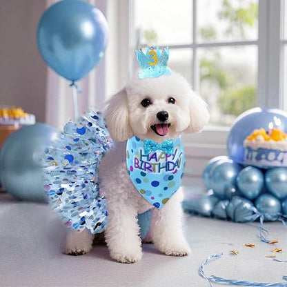 hoyuwak Dog Birthday Party Supplies Girl Dog Birthday Bandana Tutu Set Cute Hat Bow Tie Set for Large Medium Small Dogs