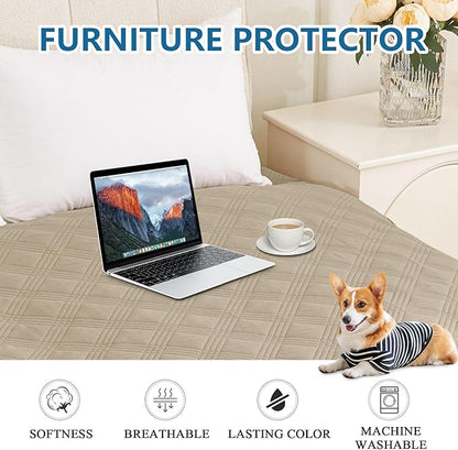 hyha Waterproof Dog Blanket, Reversible Pet Bed Blanket, Soft Sofa Couch Cover for Dogs Washable, Waterproof Pet Couch Covers for Sofa Puppy Cats Furniture Protector(30"x53", Taupe/Taupe)