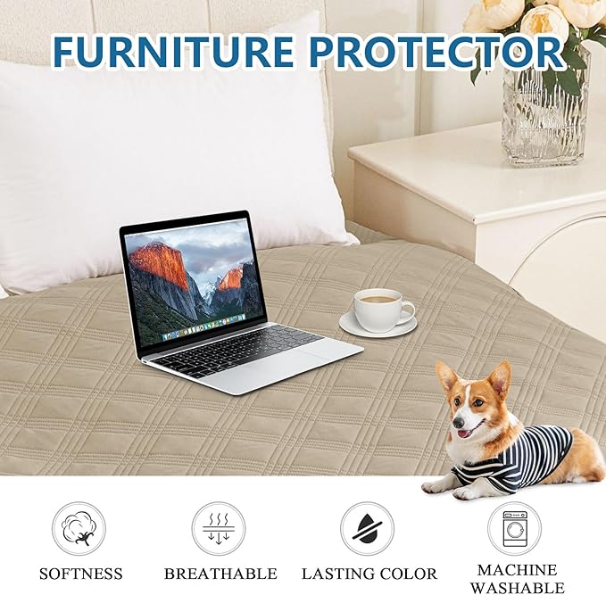 hyha Waterproof Dog Blanket, Reversible Pet Bed Blanket, Soft Sofa Couch Cover for Dogs Washable, Waterproof Pet Couch Covers for Sofa Puppy Cats Furniture Protector(40"x70", Taupe/Beige)