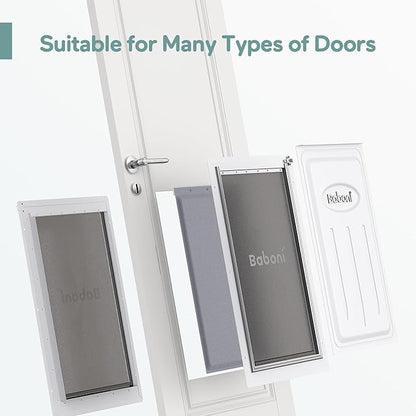 Baboni 3-Flaps Pet Door for Interior and Exterior Doors, Steel Frame and Telescoping Tunnel, Strong and Durable Dog Door(Pets Up to 220 Lb) -X-Large