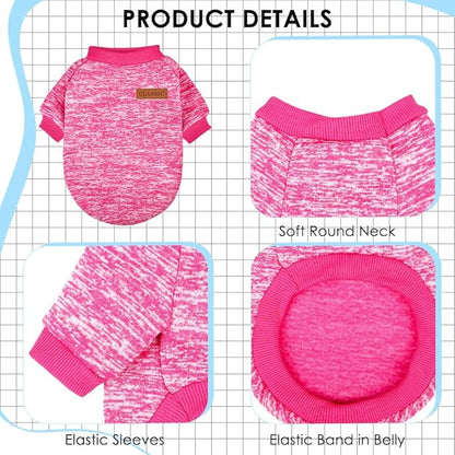 3 Pack Dog Sweaters for Small Dogs Girl Boy Winter Fleece Clothes Warm Soft Dog Sweatshirt Outfit for Dogs Cats Pet Apparel (Rose+Light Blue+Purple, Large)
