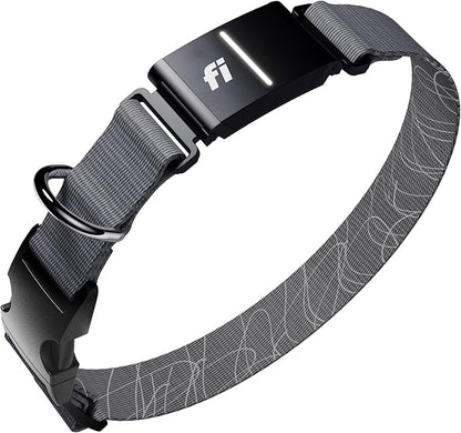 New Fi Series 3+ Smart Dog Tracker Collar [6 Month Membership Included] GPS Tracker for Dogs with Health & Behavior Monitoring, Escape Alerts, Waterproof, LED, Apple Watch Compatible (Gray, Medium)