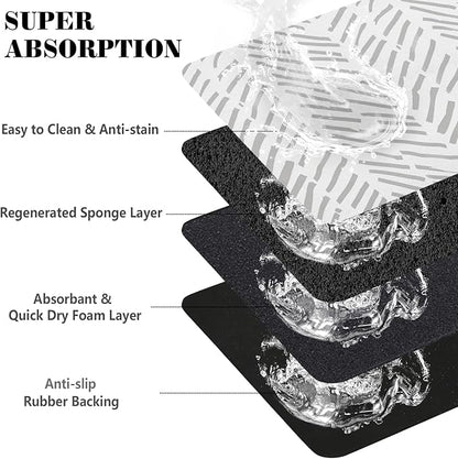 Dog Food Mats for Floors Absorbent, Pet Cat Food Mat - Quick Dry Dog Bowl Mats for Food and Water, Eco-Friendly Boho Pet Supplies