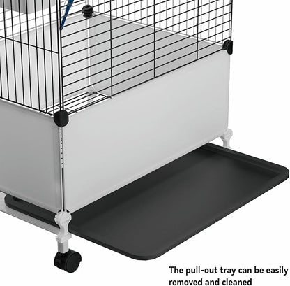 Medium Flight Bird Cage, Black Parakeet Cages with Rolling Stand & Wheels, Wide Birdcage for Parrots Cockatiels Conure Budgie Canary Finch Lovebird
