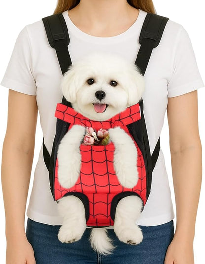 Dog Backpack Carrier, Front Pocket for Essentials, Legs Out Carrying Sling Travel Bag for Small Medium Dogs 4-7 Lbs, Soft Wearable Puppy Chest Carry Backpacks for Walking/Hiking/Camping/Traveling