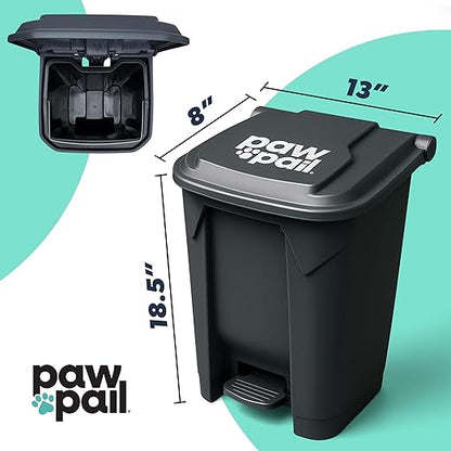 PawPail Essential Pet Waste Station, Outdoor Dog Poop Trash Can with Step-On Lid, Square Plastic Dog Waste Station, Black, 41 lb. Capacity