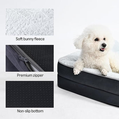 Amazon Basics Washable L-Shaped Dog Bed for Medium Dogs, Anti-Slip Pet Sofa Bed for Indoor Dogs, Crate Bed, 36x27x8 Inches, Gray, Medium