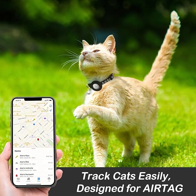 2 Pack Airtag Cat Collar Breakaway with Bell,Reflective Kitten Collar with Apple Airtag Cat Collar Holder,Adjustable 7-12In,Safety Buckle for Girl Boy Cats,Pet Supplies,Accessories,Gifts (Green)