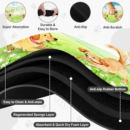 Dog Food Mat for Floors Absorbent, Pet Food Mat, Dogs Greetings Quick Dry Dog Bowl Mats for Food and Water, Non-Slip Cat Pet Feeding Mats for Floor Placemats 12"x20"