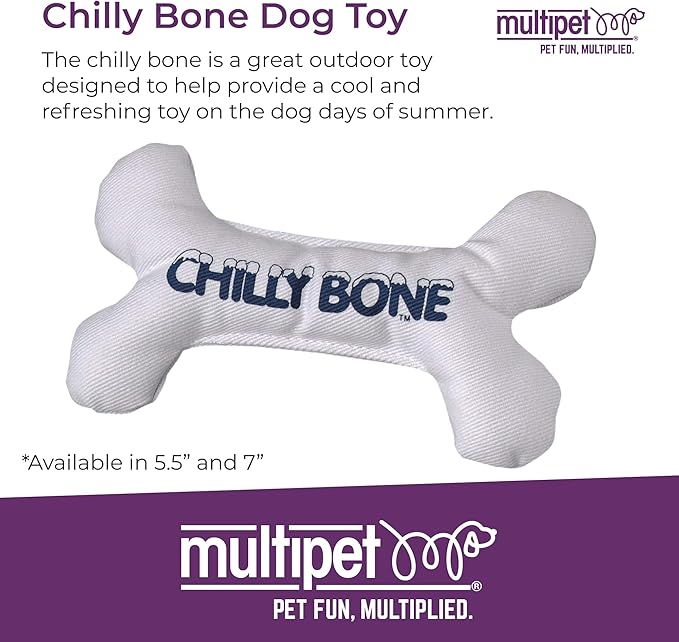Multipet Chilly Bone Dog Toy - Vanilla-Scented Canvas Freezable Teething Toys - Frozen Toy for Chewing & Playing - Freezable Dog Toys (1 Count, 7”)