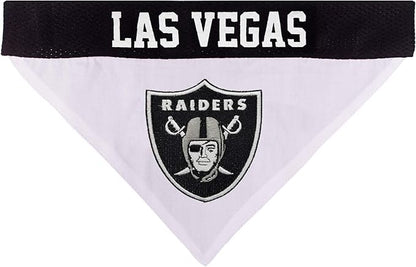 Pets First NFL LAS Vegas Raiders Reversible Bandana Size XX-Large for Dogs & Cats. 2 Sided Sports Bandana, Premium Embroidery Team Logo, Many NFL Teams Available