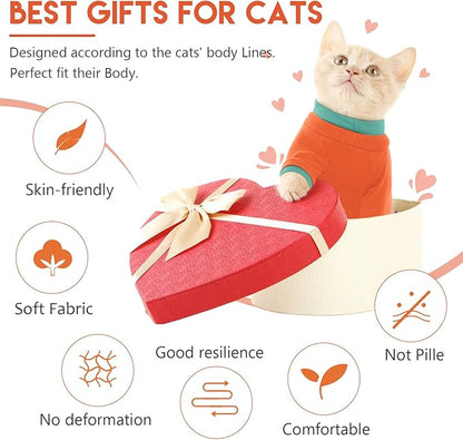 Sticky Cat Clothes Stretchy, Sphynx Hairless Sweater & Pajamas for Cats only, Soft Cat Onesie for Cats After Surgery Female Male & Hair Loss Prevention, Orange L