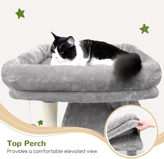 Globlazer Heavy Duty Cat Tree, 70 inch Sturdy Cat Tree for Indoor Cats Extra Large Cat Tower with Scratching Post, Hammock, Cat Condo for Adult Cats Kittens, F70 Pro, Light Grey