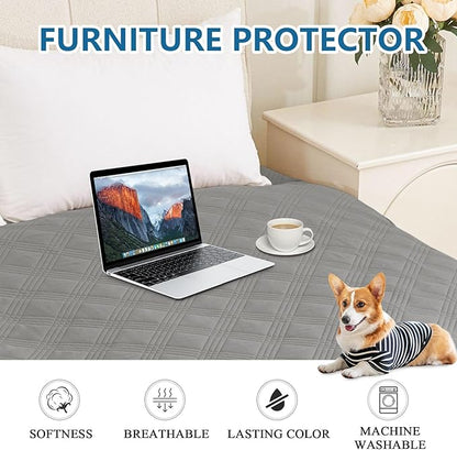 hyha Waterproof Dog Blanket, Reversible Pet Bed Blanket, Soft Sofa Couch Cover for Dogs Washable, Waterproof Pet Couch Covers for Sofa Puppy Cats Furniture Protector(40"x80", Grey/Beige)