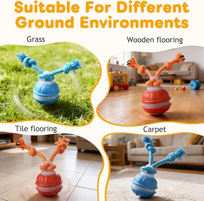 2Pcs Zealburst Dog Toy, Interactive Dog Toys, 360°Interactive Smart Rolling Pet Ball, USB Rechargeable Smart Motion for Bored Pet Cats Dogs, Interactive Dog Balls (Orange+Blue)