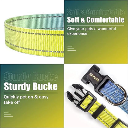 Roses&Poetry Dog Collars for Medium Dogs with Gradient Amber, Yellow Reflective Dog Collar Adjustable Mediums Pet Collars for Small Medium Large Dogs (Amber-M)
