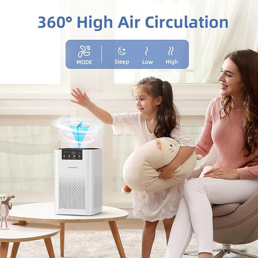 AromaRoom Air Purifiers for Bedroom with 3-in-1 HEPA Filter, Air Purifiers for Home Pet Pee Smell with Aromatherapy, Quiet 360° Airflow Air Cleaner for Office, Dorm, Apartment, Kitchen, AP102 White