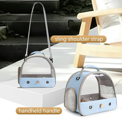 Bird Travel Carrier, Portable Small Bird Parrot Parakeet Carrier with Standing Perch, Side Access Window Collapsible