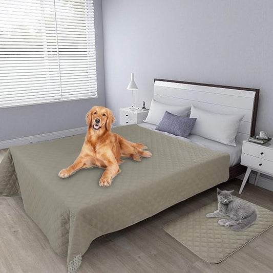 Easy-Going 100% Waterproof Dog Bed Cover, Non-Slip Pet Blanket for Furniture, Washable Couch Cover, Repleasement Sofa Cover (96X82 in,Beige)