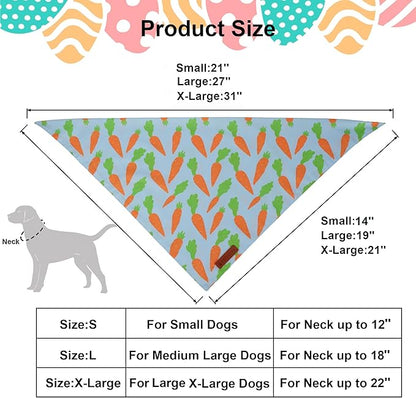 ADOGGYGO Easter Dog Bandanas 2 Pack, Reversible Bunny Carrot Print Puppy Scarf, Premium Fabric, Adjustable Fit Easter Bandana for Small Dogs (Small)