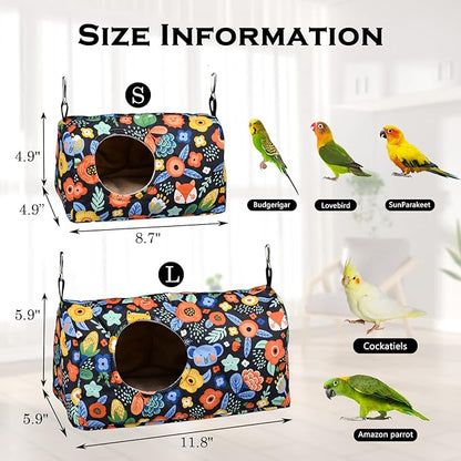 Bird Warm Bed - Parrot Sleeping Nest & Hideaway Cave for Cockatiels, Parakeets, Budgies & Lovebirds