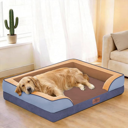 Comfort Expression Orthopedic Dog Bed for Extra Large Dogs 45x35 Inch, Waterproof Egg Crate Foam XL Pet Bed with Removable Bolsters, Dog Couch with Washable Cover & Non-Slip Bottom, Honey Lavender