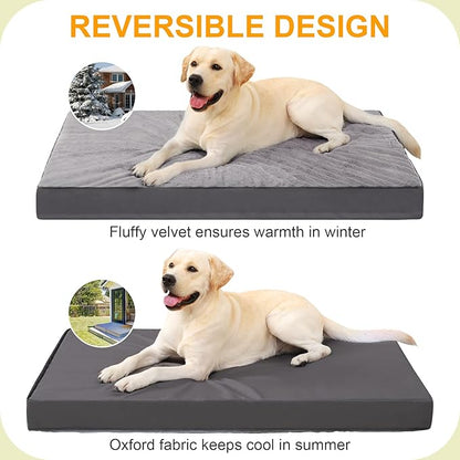 KSIIA Orthopedic Dog Crate Bed for Large Dogs, Waterproof, Washable & Removable Cover, Egg Crate Foam, 41 x 27 Inch, Dark Gray