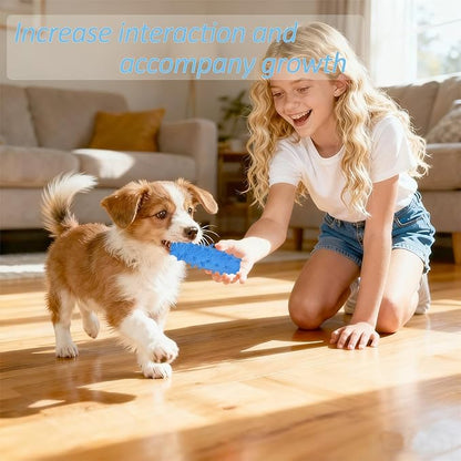 2 Pack Dog Toys for Aggressive Chewers, Tough Puppy Chew Toys Teething Bone for Puppies, Soft Foaming Rubber Interactive Toys for Small Medium Breed (Blue)