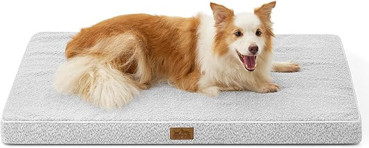 Dog Bed for Extra Large Dogs, Rectangular XL Orthopedic Dog Beds, Foam Anti-Slip Bottom Pet Mat with Washable Removable Cover, Suitable for Pet Up to 100 lbs, 44x32x3 inch, Grey