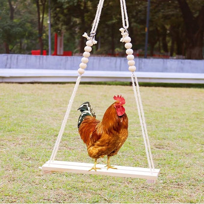 1 Pack Wooden Chicken Swing Toy, Rooster Swing for All Kinds of Birds, a Rooster Chicken, Even a Parrot