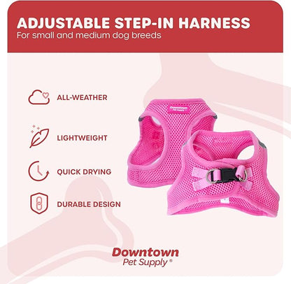 Downtown Pet Supply Step in Dog Harness No Pull, XX-Large, Pink - Adjustable Harness with Padded Mesh Fabric and Reflective Trim - Buckle Strap Harness for Dogs