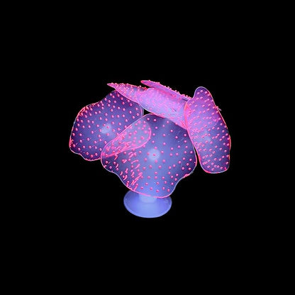 Lpraer 4 Pack Glow Aquarium Decorations Coral Reef Glowing Mushroom Anemone Simulation Glow Plant Glowing Effect Silicone for Fish Tank Decorations
