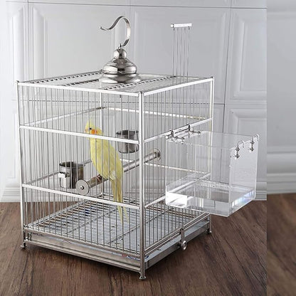 Big Bird Bath Cage, Cleaning Pet Supplies Cockatiel Bird Bathtub with Hanging Hooks for Birds Lovebirds Cockatiels Canaries Sun Conures for Most Birdcage