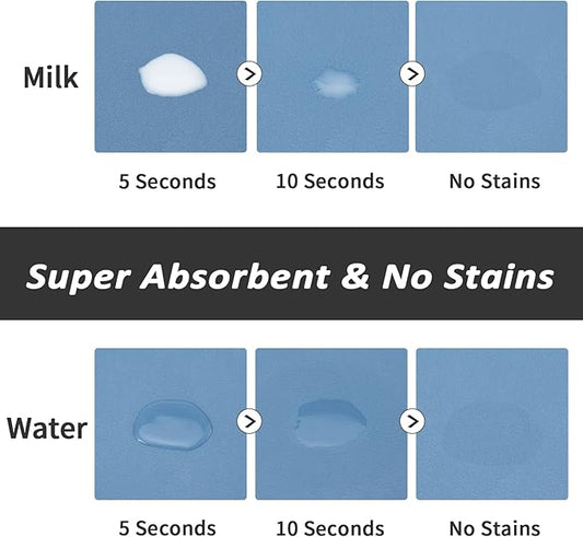 Dog Food Mat - Absorbent Cat Mat for Food and Water, No Stains Pet Feeding Bowl Mat, Easy to Clean Pet Placemats, Quick Dry Dog Water Dispenser Mat for Messy Drinkers | Blue 18"x34"