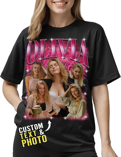 Custom Bootleg Rap Shirt with Photo Text, Vintage Custom Picture Shirt for Girlfriend, Boyfriend, Dad, Mom, Pet Lover Friend
