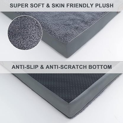 MIHIKK Waterproof Extra Large Dog Bed Orthopedic Dog Beds for Crate with Removable Washable Cover Egg-Crate Foam Pet Pad Mat with Anti-Slip Bottom, 47x29 Inch, Grey